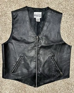 Chaleco City Streets Negro Vintage 100% Cuero Genuino Cremallera Para Hombre L - Imagen 1 de 6