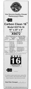 LENNOX X6672 Carbon Clean Healthy Climate HCF16-16 MERV 16 Filter - Picture 1 of 2