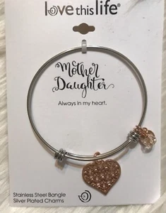 Bracciale Love This Life Acciaio Inox Charm Regolabile Madre/Figlia Nuovo con etichette - Foto 1 di 8