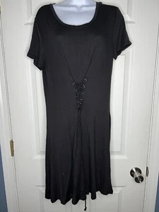 Maurices 24/7 Mujer’s Mediano Negro Corsé Camiseta Vestido Manga Corta Con Cordones M - Imagen 1 de 9