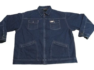 ROCAWEAR Denim Jacket Pockets Mens Size XXL Blue Zip Complete Embroidered Logo - Picture 1 of 19