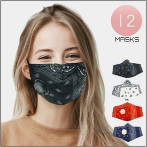 12 Packung Gesichtsmaske Paisley Kopftuch Druck Ventil Wiederverwendbar Waschbar - Picture 1 of 2