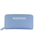 VALENTINO BAGS Masha Zip Around Femmes Portefeuille Porte-Monnaie Bleu Blanc