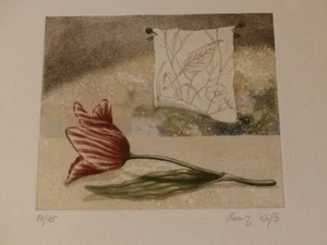 Original Signed Engraving by Heinz Voss Etching Aquatint 1/95 Tulip Flower - Picture 1 of 1