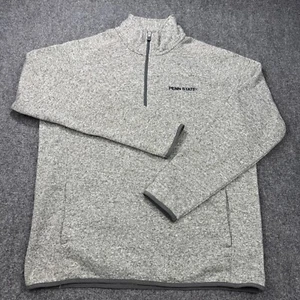 Penn State Nittany Lions Sweater Mens Large Heather Grey Half Zip Pockets League - Picture 1 of 20
