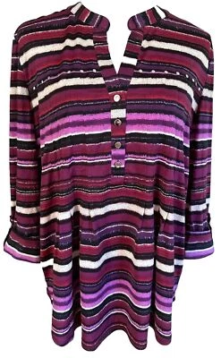 COCOMO Grande Púrpura Rosa Tachonado Manga 3/4 Mujer Pintuck Blusa Túnica Camisa Foto 1 de 4