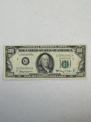 1963 A $100 Old Used U.S. Currency Serial Number # G02542991A - Image 1 of 4