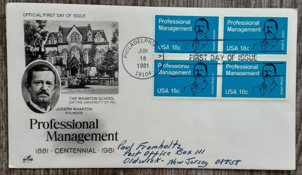 S & P Stamps FIRST DAY COVER PROFESSIONAL MANAGEMENT 1981 - Image 1 of 1
