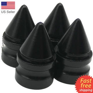 4x Wheel Tire Valve Cap Stem Cover For Bike, Car, Trucks SPIKE BLACK - Picture 1 of 10