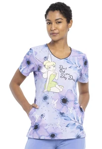 Tinker Bell Cherokee Scrubs Tooniforms Disney V Neck Top TF626 TBDQ - Picture 1 of 6