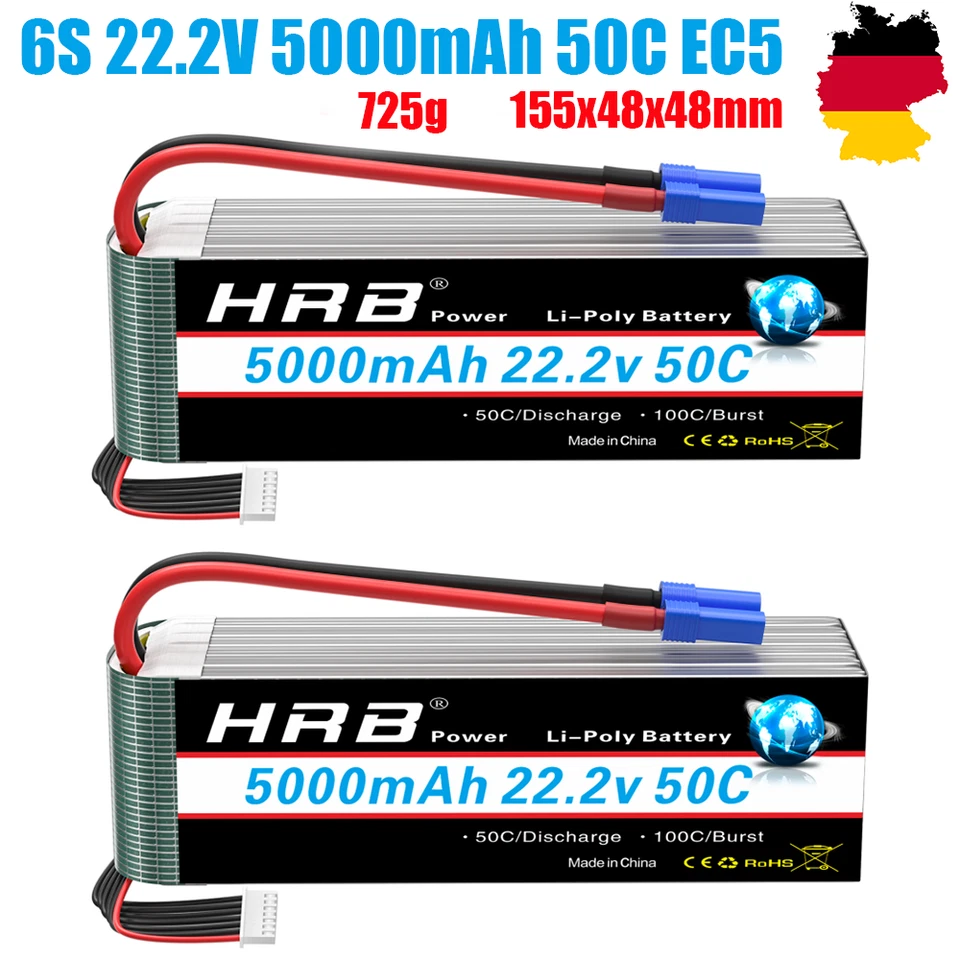2pcs HRB 22 2V 5000mAh 6S Lipo Akku Batterie XT90 für RC Hubschrauber Flugzeug