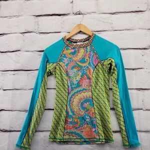 TRINA TURK Top Womens Smal Athletic Pullover Long Sleeve Geometric - Picture 1 of 8
