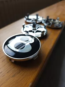 B5a Wheel Center Hub Caps Cover Bentley 68mm Black Cap Rim Badge Trim X4 - Picture 1 of 3