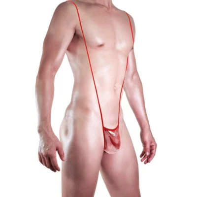 Para hombres Sexy Una Pieza Mankini Traje de Baño Jockstrap Tanga Singlet Body Ropa Interior Foto 1 de 4