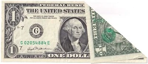 1981 $1 (G02054884E) FRN UNC Fold-Over Serial Number and Back Overprint - Picture 1 of 3