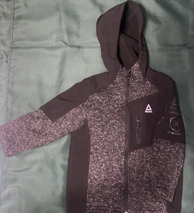 Reebok Boys Zip Up Hooded Jacket Black/Gray Size 5/6 - Picture 1 of 12