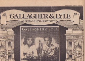 Gallagher & Lyle full page ad & The Babys interview - Melody Maker 28 Jan 1978 - Picture 1 of 2