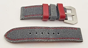 26mm gray double rolled washed canvas watch strap with buckle 90+137mm - Picture 1 of 2