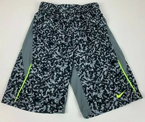 Nike Dri Fit Shorts Boys Large Youth Gray Black Camo Pockets Elastic Drawstring - Picture 1 of 3
