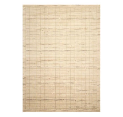 7'9" x 10'9" Calvin Klien Designer 100% Wool Modern Oriental Area Rug Beige Mint - Image 1 of 4