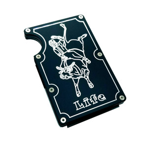 Mens Credit Card Wallet Slim, Metal Aluminum RFID Blocking, Bull Rider RFD054