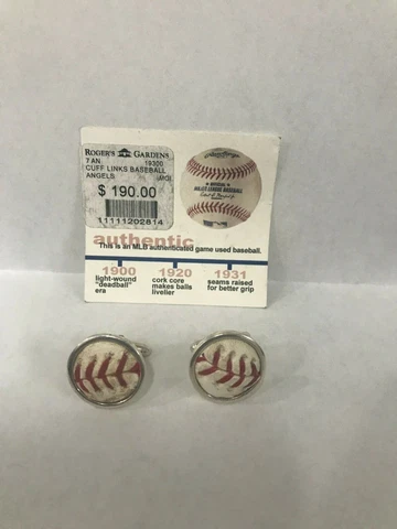 Los Angeles Angels Game Used Baseball Cufflinks (Set in Sterling Silver ) Cover