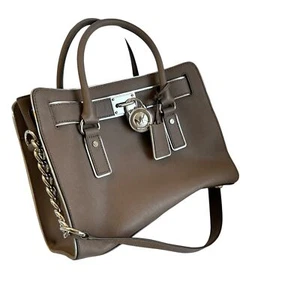 NWT Michael Kors Hamilton Specchio Leather Satchel Bag Cinder Large NWT $348 - Picture 1 of 12