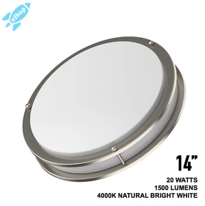 LED Ceiling Flush Mount Brushed Nickel Ring 10"/12"/14" (No Bulbs Needed!) - Picture 1 of 10