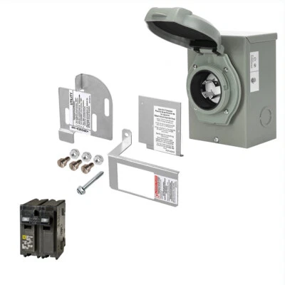 4000-8500W Generator Interlock Kit w/ 30A Inlet Box for Square D Homeline Panel - Image 1 of 4