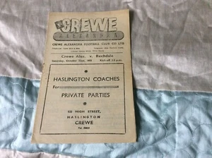 1955/6 DIV 3 CREWE ALEXANDRA V ROCHDALE * - Foto 1 di 1