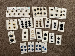 Vintage Buttons 81 Pc Sewing Lot- 34 Cards LA Mode, JHB, La Petite Mostly Metal - Picture 1 of 4
