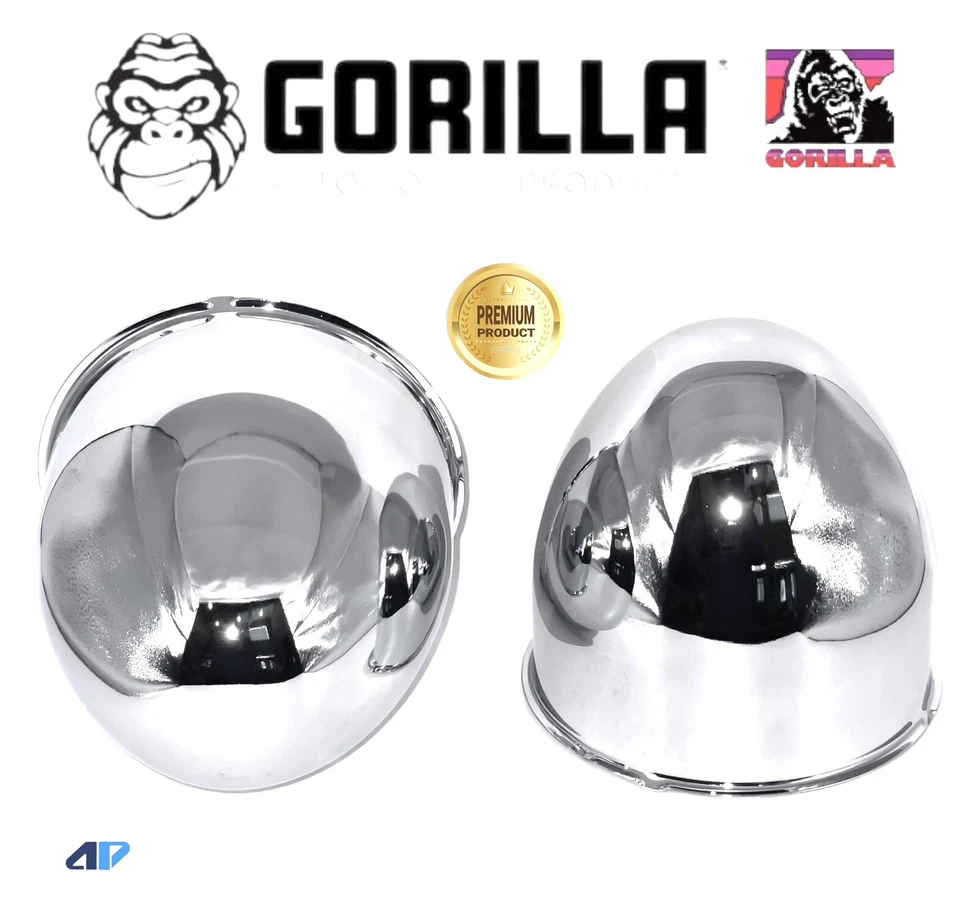 Комплект из 4 хромированных центральных колпаков Gorilla HC202BT в стиле пули с нажимным сквозным диаметром 4,25 дюйма - Изображение 1 из 2