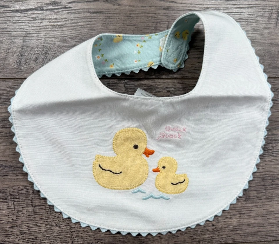 Baby Girl New Gymboree Vintage Rainy Day Fun Quack Duck Bib - Image 1 of 2