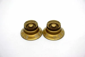 2x LEFT HAND GOLD SKIRTED TOP HAT KNOB FOR GIBSON EPIPHONE STYLE - CTS OR BOURNS - Bild 1 von 1