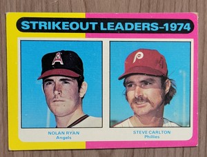 1975 Topps #312 Strikeout Leaders 1974  RYAN/CARLTON VGEX Card EX, Corners VG