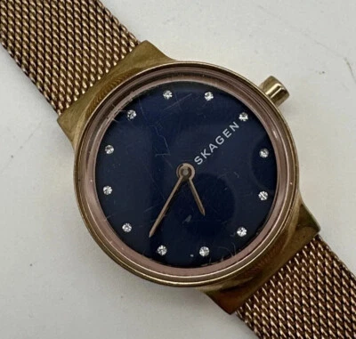 Skagen Women's Freja Rose Gold Tone Mesh Band Blue Dial SKW2740, New Battery - image 1 of 4