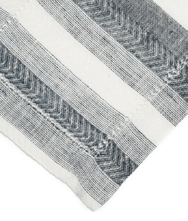 Sferra Ascot Cocktail Napkins Herringbone Stripe Woven Pure Linen 6x9" SET/2 New - Image 1 of 1