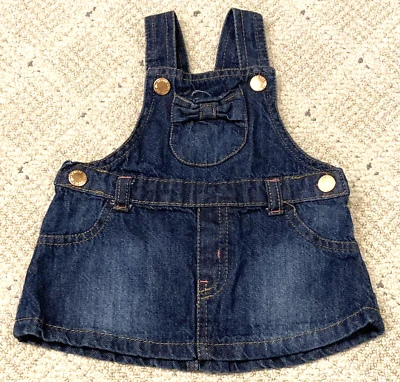 Genuino Niños Osh Kosh B’Gosh Vestido Denim Lazo Bolsillo 3-6 Meses Bebé Foto 1 de 3