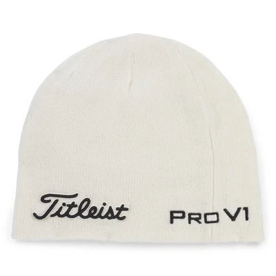 全新 Titleist 高尔夫巡回赛 美利奴 Beanie 白色/黑色 — 第 1/2 张图片