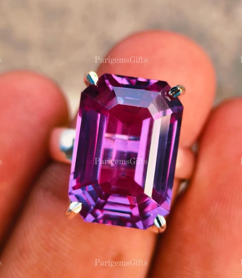 Anello di fidanzamento da donna in argento sterling regolabile con zaffiro viola - Immagine 1 di 1