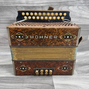 VINTAGE HOHNER ACCORDION 2-ROW 8-BASS 21-KEY UNTESTED AS IS FOR PARTS OR REPAIR - Picture 1 of 6