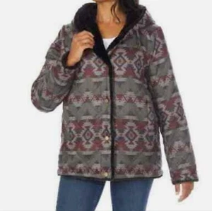 *Neu mit Etikett* Pendleton Damen Wendejacke mit Kunstfell (aztekisch/schwarz, klein) - Bild 1 von 4