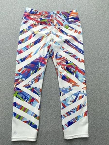 Athleta Leggings Womens Small White Multi High Rise Crop Yoga Activewear Run Gym - Picture 1 of 12