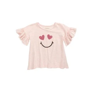 Tucker + Tate Ruffle Sleeve T-Shirt in Pink Seashell Heart Eyes Size 2 $25 - Picture 1 of 4