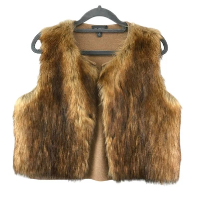 Chaleco recortado tejido piel sintética marrón The Limited talla S Foto 1 de 4