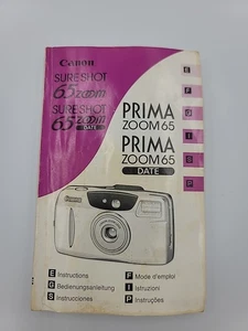 Canon Sure Shot 65 Date Prima Zoom 65 Instruction Manual Booklet - Picture 1 of 2
