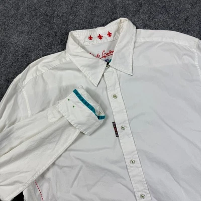 Robert Graham Jeans Shirt XL White Long Sleeve Button Up Monkey Tail Basic Men's - Image 1 of 4