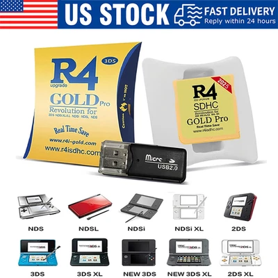 2025 Version R4 Gold Pro SDHC R4i For DS/3DS/2DS Revolution Cartridge + USB - Image 1 of 4