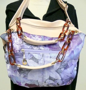 Damenhandtasche MULPAC Lavendel Lila Rosa Blumen Handtasche, Taschen Reißverschluss Kette - Bild 1 von 8