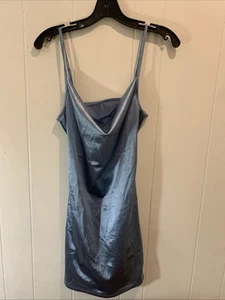 Vestido de fiesta Zaful para mujer azul claro satinado talla S, correa de espagueti - Imagen 1 de 5